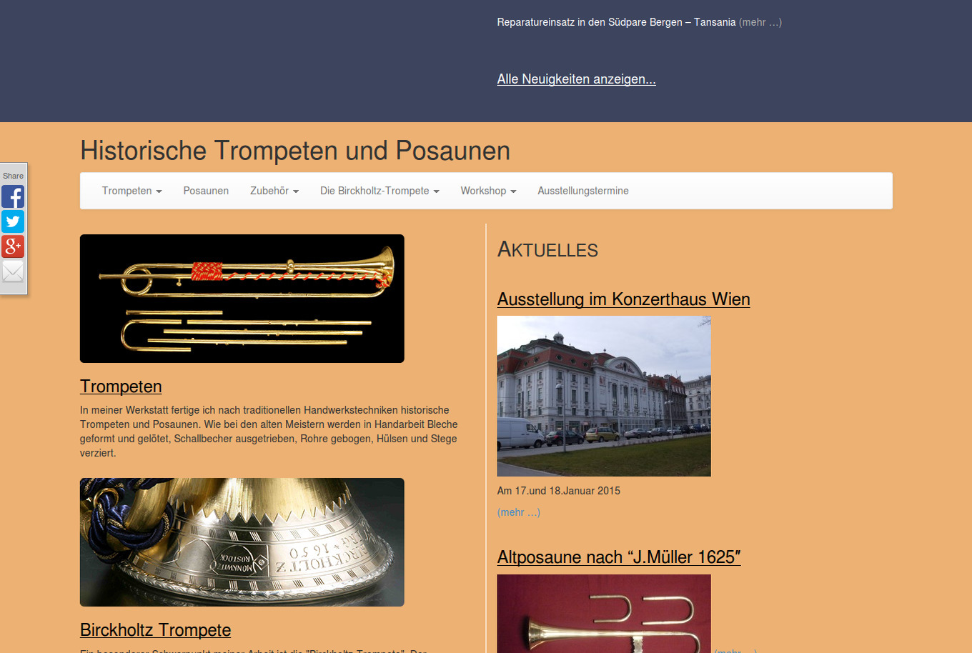 Webseite von Trompetenmacher Michael Münkwitz: Artikel und Neuigkeiten