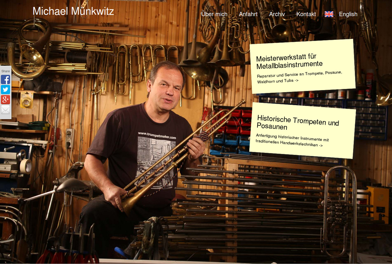 Webseite von Trompetenmacher Michael Münkwitz: Startseite