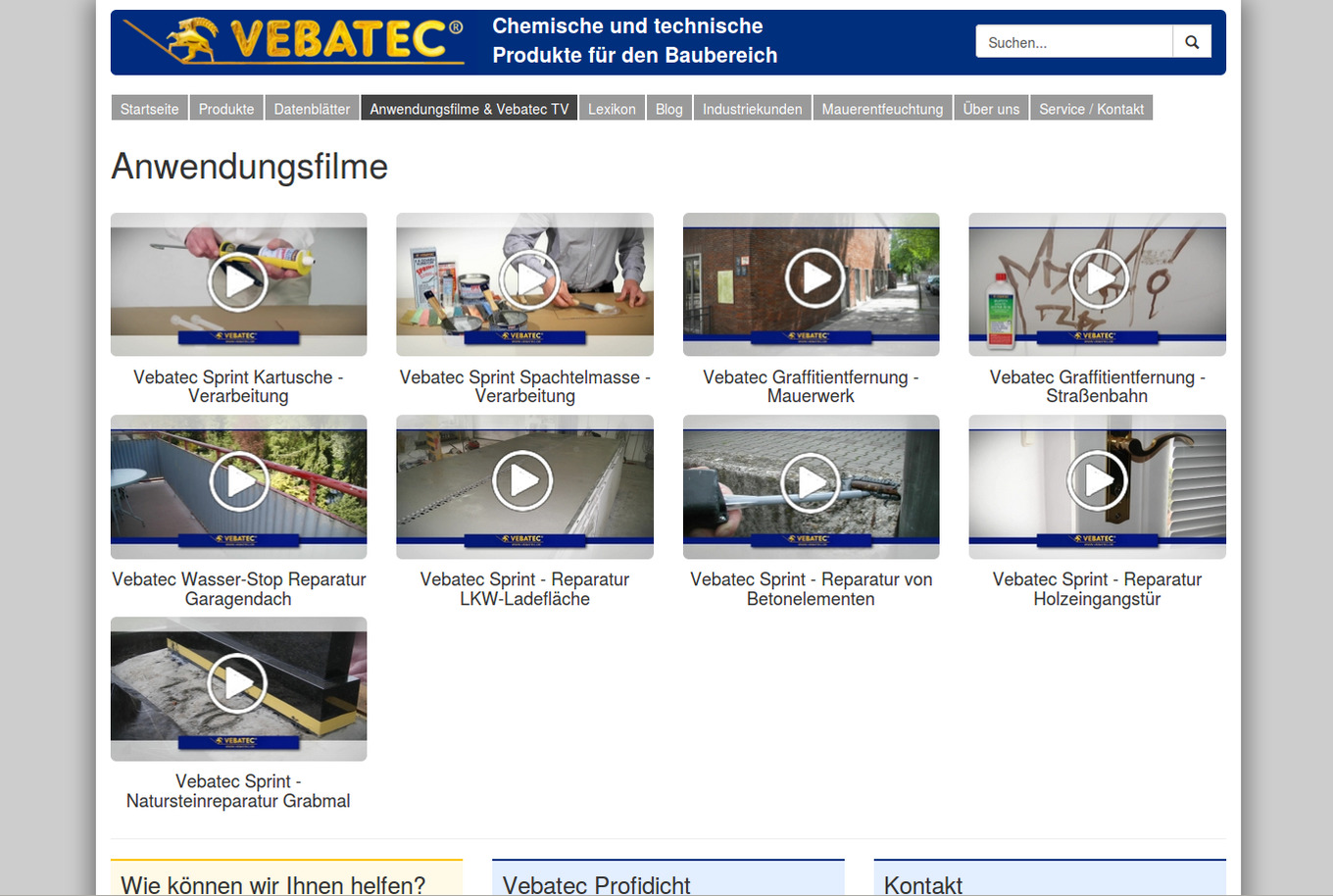 Webseite der Vebatec GmbH: Videos
